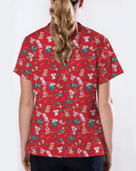 Christmas Cheer Animal Women Scrub Top - Scrubloop
