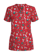 Christmas Cheer Animal Women Scrub Top - Scrubloop
