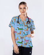 Christmas Dachshund Dog Nursing Scrub Top - Scrubloop