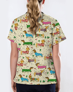 Christmas Dachshund Dog Nursing Scrub Top - Scrubloop