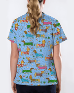 Christmas Dachshund Dog Nursing Scrub Top - Scrubloop