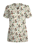 Christmas Raccoon Holiday Nursing Scrub Top - Scrubloop