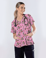 Christmas Raccoon Holiday Nursing Scrub Top - Scrubloop