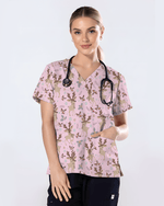 Christmas Reindeer Holiday Nursing Scrub Top - Scrubloop