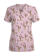 Christmas Reindeer Holiday Nursing Scrub Top - Scrubloop
