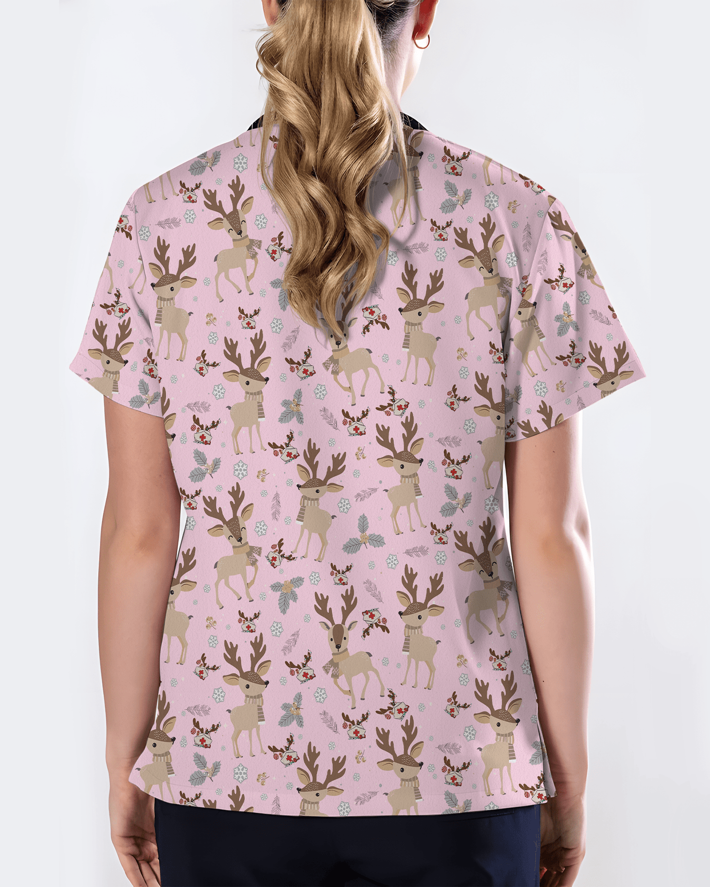Christmas Reindeer Holiday Nursing Scrub Top - Scrubloop