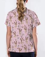 Christmas Reindeer Holiday Nursing Scrub Top - Scrubloop