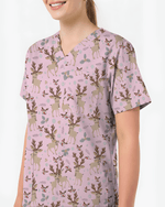 Christmas Reindeer Holiday Nursing Scrub Top - Scrubloop