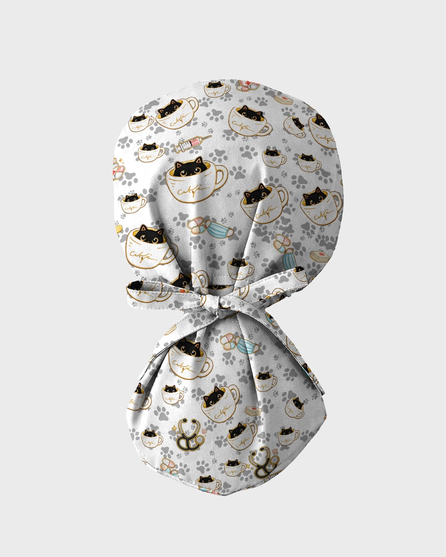 Coffee Cat Healthcare Art Scrub Cap - Scrubloop