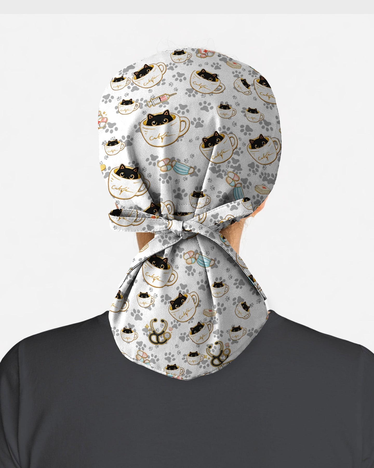 Coffee Cat Healthcare Art Scrub Cap - Scrubloop