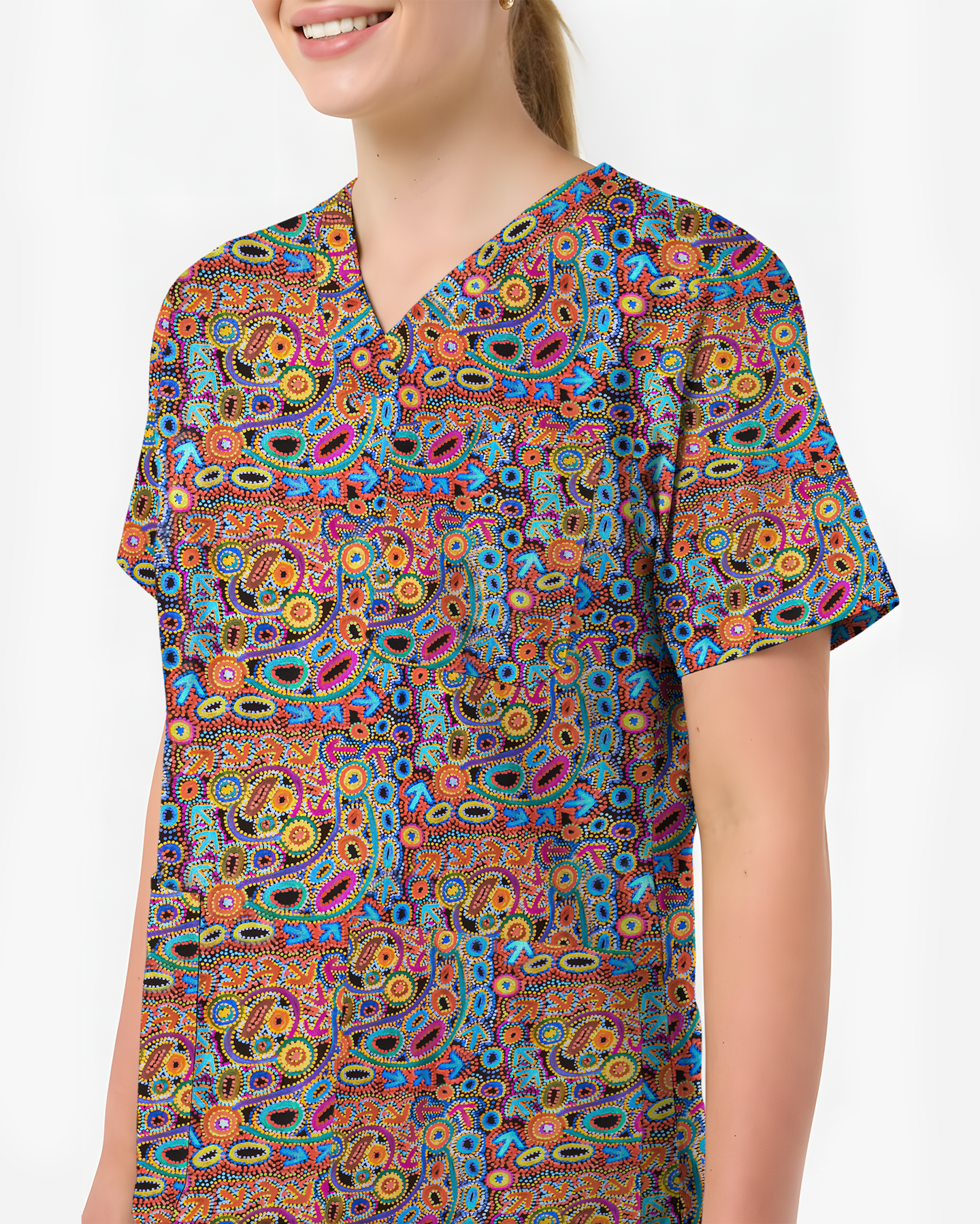 Colorburst Paisley Nursing scrub top - Scrubloop