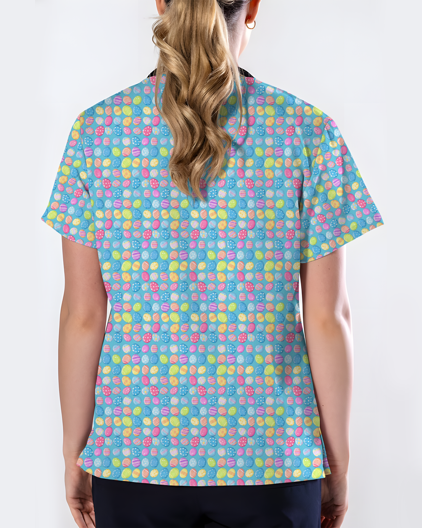Colorful Easter Eggs Pastel Cute Nurse Scrub Top - Scrubloop