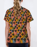 Colorful Knitted Yarn Sheep Nursing Scrub Top - Scrubloop
