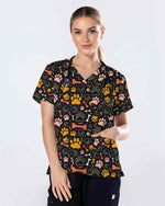 Colorful Paw Print Veterinary Scrub Top - Scrubloop