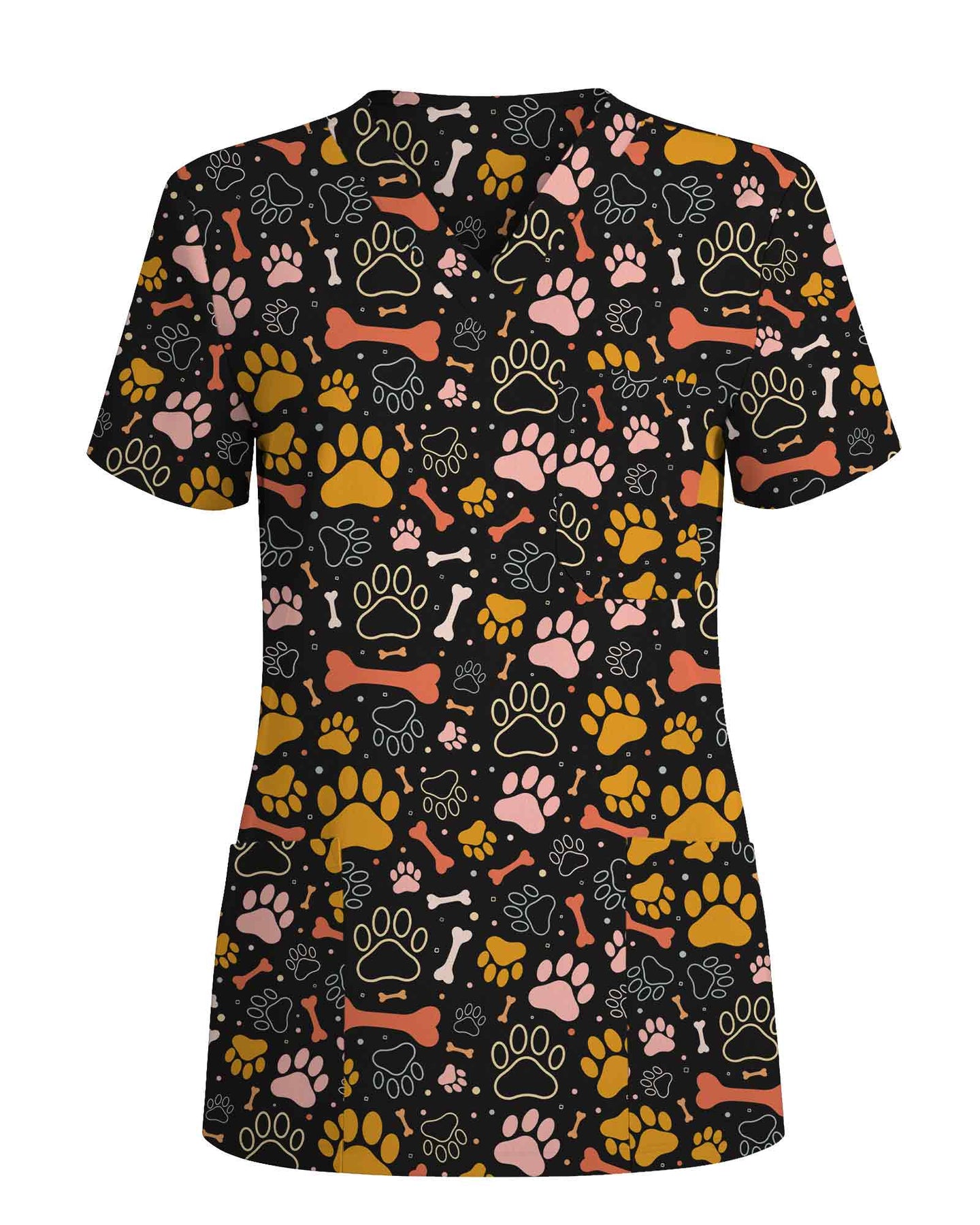 Colorful Paw Print Veterinary Scrub Top - Scrubloop
