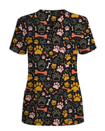 Colorful Paw Print Veterinary Scrub Top - Scrubloop