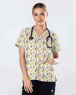Colorful Playful Dog Scrub Top - Scrubloop