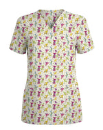 Colorful Playful Dog Scrub Top - Scrubloop