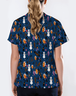 Creepy Cute Ghost Pumpkin Healthcare Scrub Top - Scrubloop