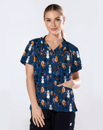 Creepy Cute Ghost Pumpkin Healthcare Scrub Top - Scrubloop