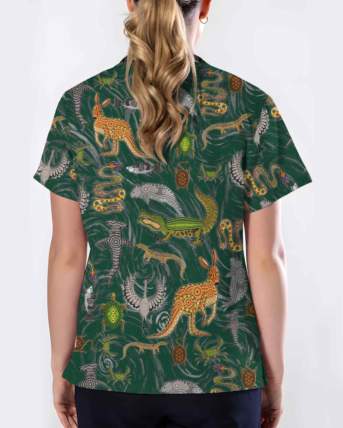 Crocodile Turtle Snake Wildlife Scrub Top - Scrubloop