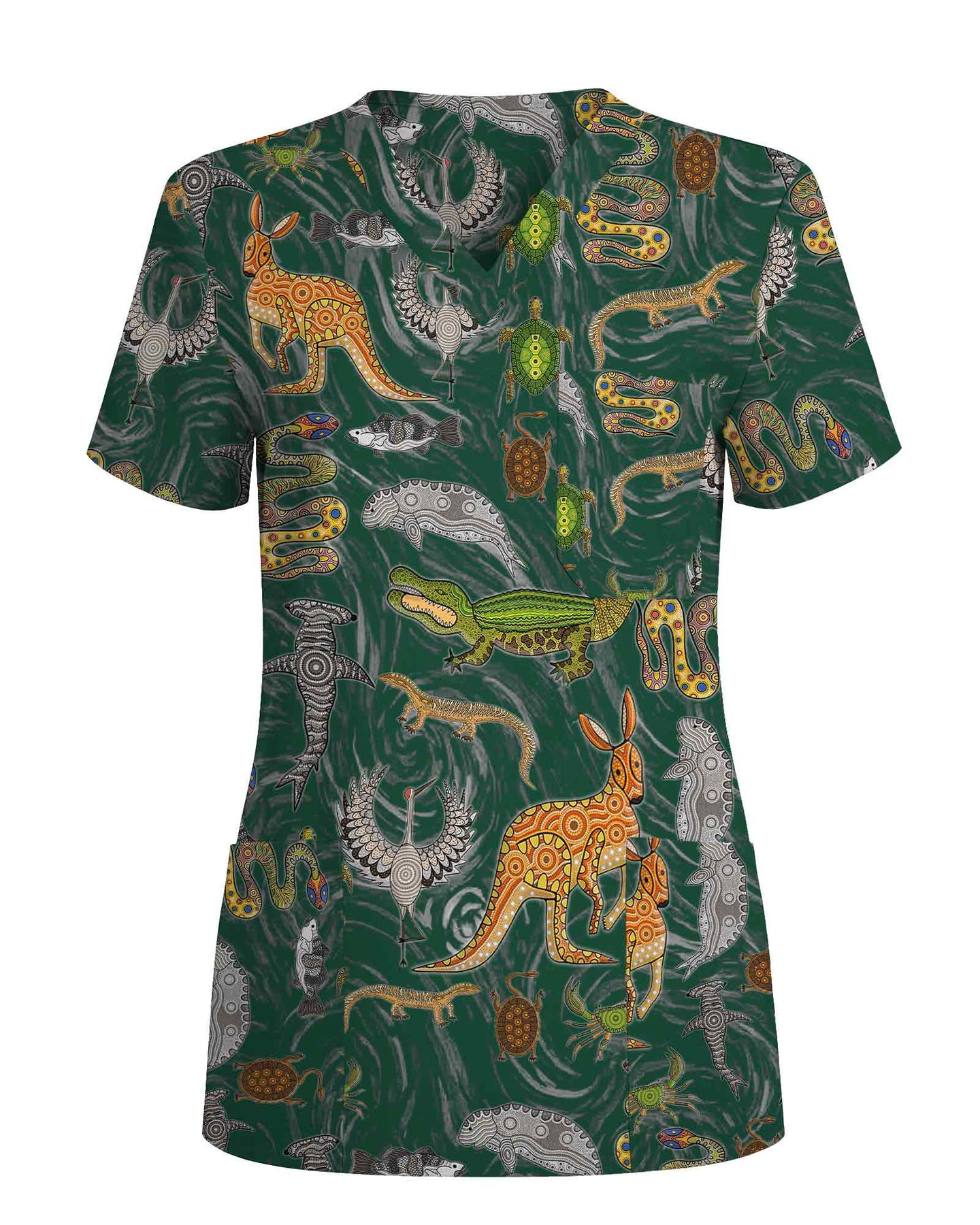Crocodile Turtle Snake Wildlife Scrub Top - Scrubloop