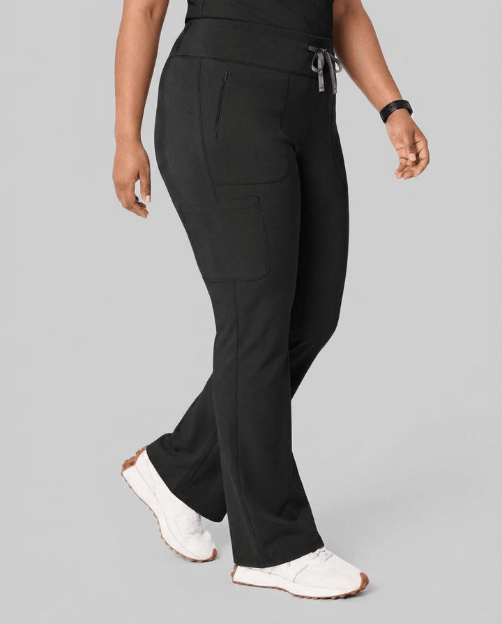 Curved High-Rise Flare Scrub Legging Black