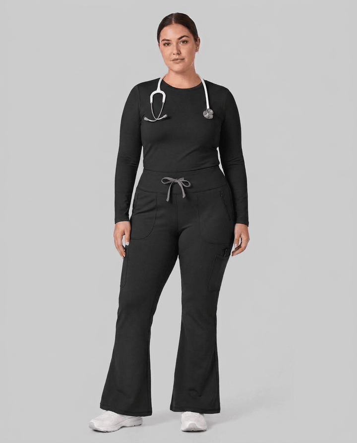 Curved High-Rise Flare Scrub Legging Black