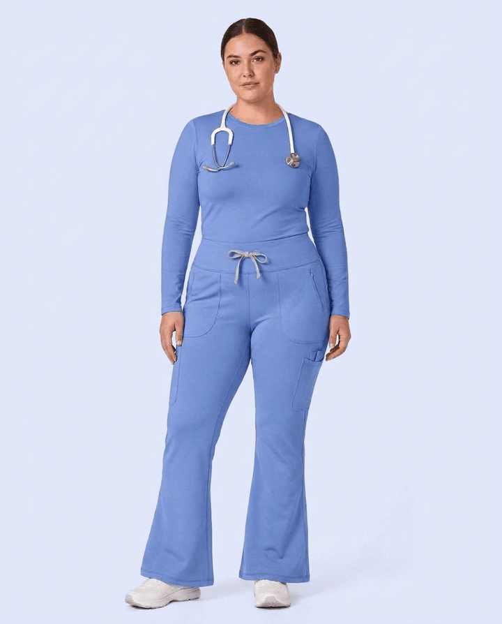 Curved High-Rise Flare Scrub Legging Ceil Blue