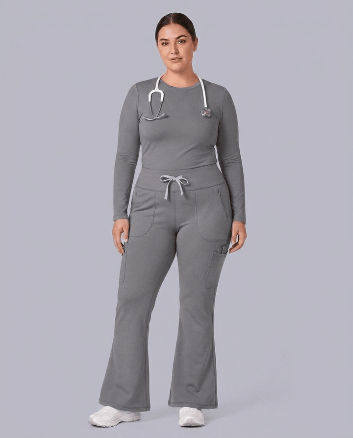 Curved High-Rise Flare Scrub Legging Heather Gray