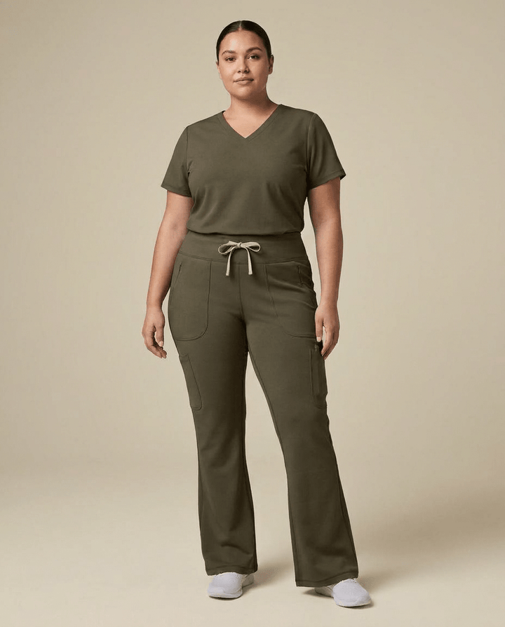 Curved High-Rise Flare Scrub Legging Olive