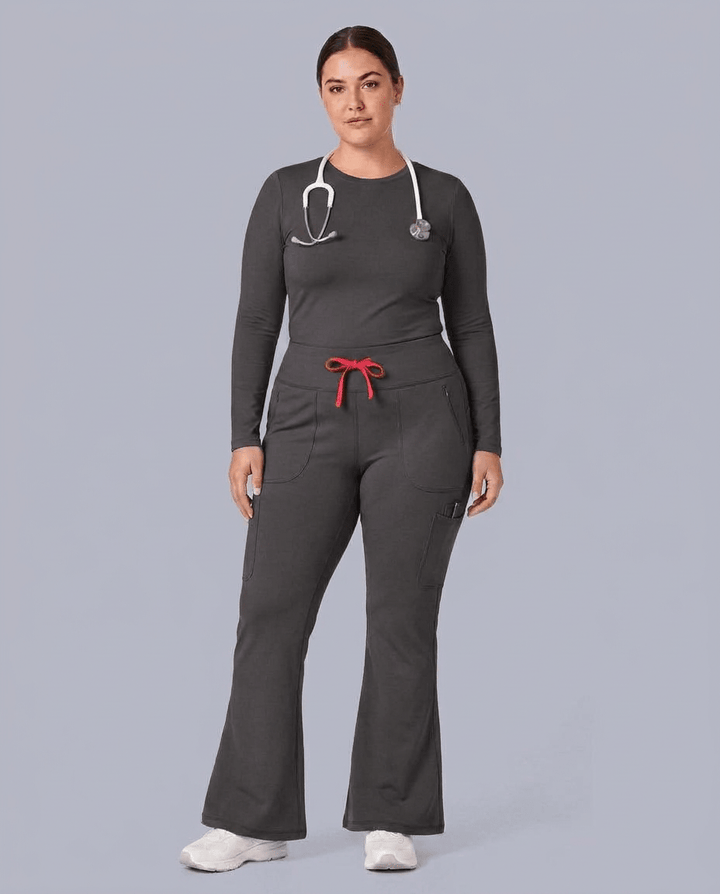 Curved High-Rise Flare Scrub Legging Pewter
