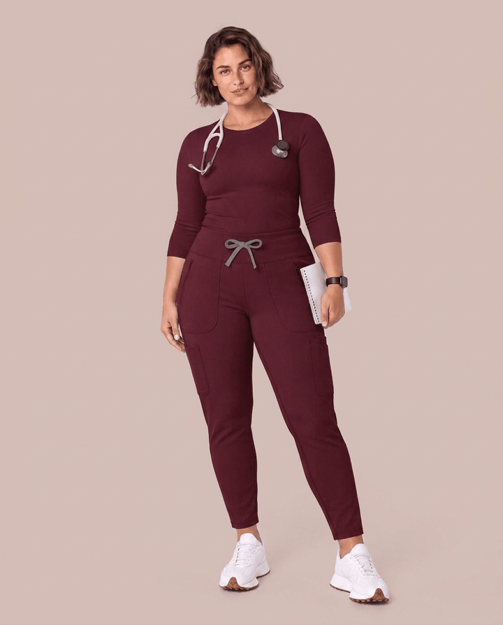 Curved High-Rise Scrub Legging Burgundy
