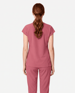 Curved V-neck Top Berry Spice - Scrubloop
