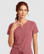 Curved V-neck Top Berry Spice - Scrubloop