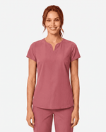 Curved V-neck Top Berry Spice - Scrubloop