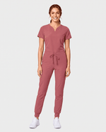 Curved V-neck Top Berry Spice - Scrubloop
