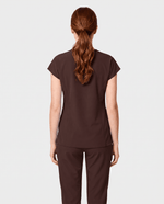 Curved V-neck Top Espresso - Scrubloop