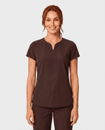 Curved V-neck Top Espresso - Scrubloop