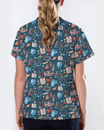 Cute Ambulance and Stethoscope Medical Scrub Top - Scrubloop