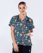 Cute Ambulance and Stethoscope Medical Scrub Top - Scrubloop