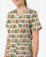 Cute Autism Awareness Cat Nurse Medical Scrub Top - Scrubloop