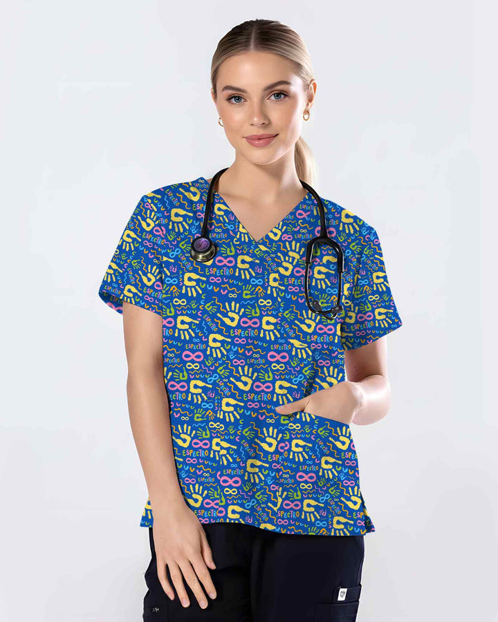 Cute Autism Awareness Medical Scrub Top