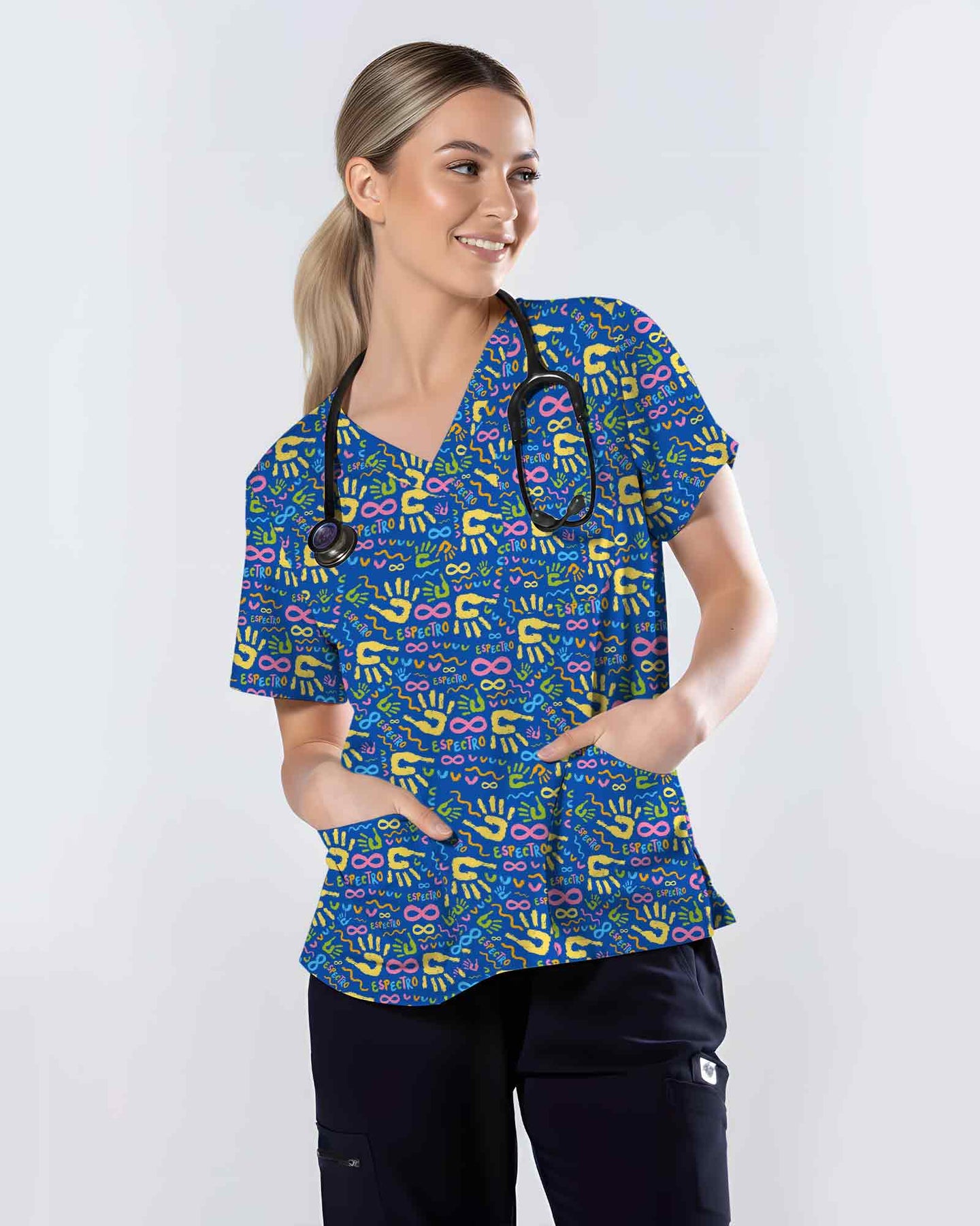 Cute Autism Awareness Medical Scrub Top - Scrubloop