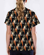Cute Black And Orange Cat Lover Scrub Top - Scrubloop