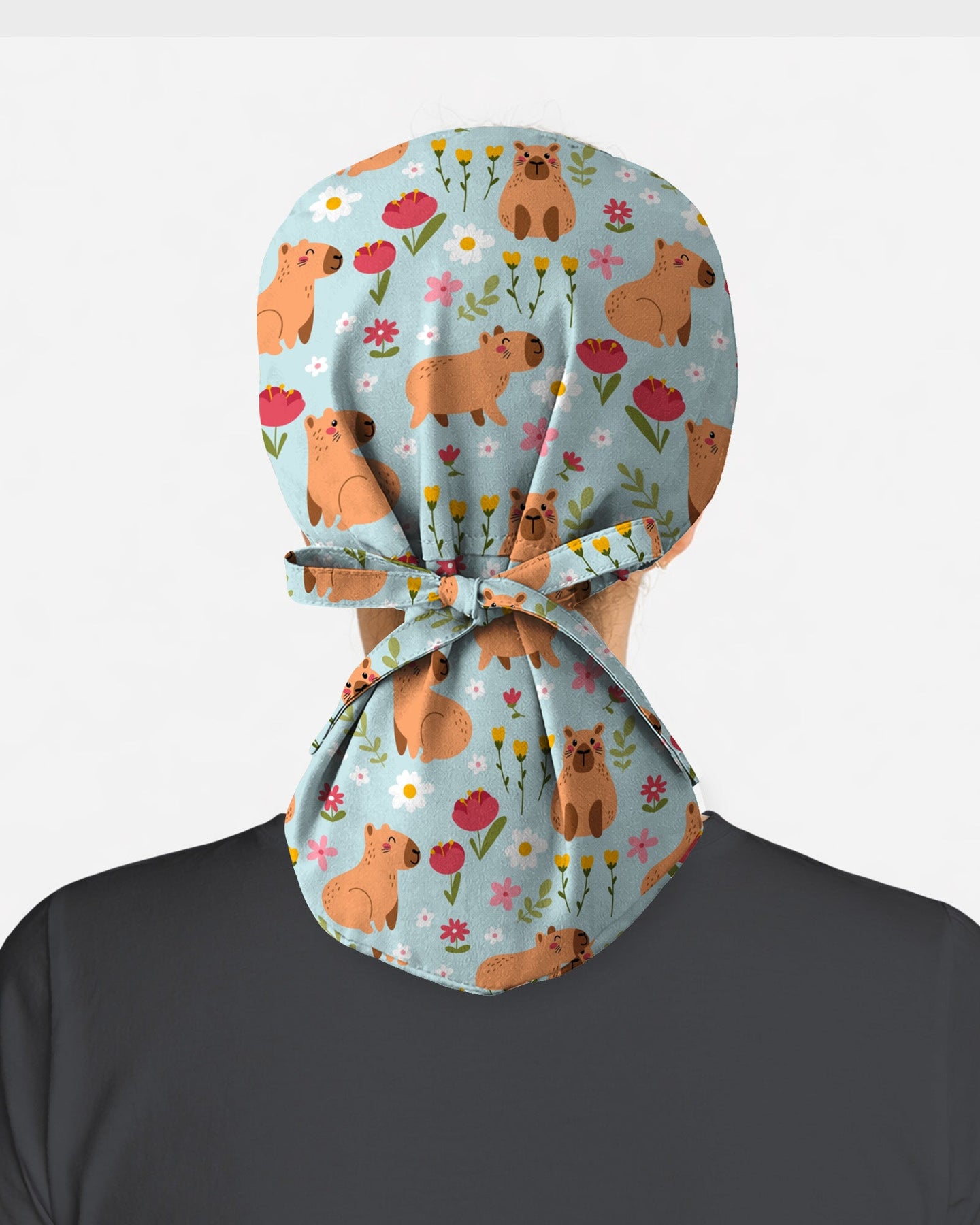 Cute Capybara Blossom Scrub Cap - Scrubloop