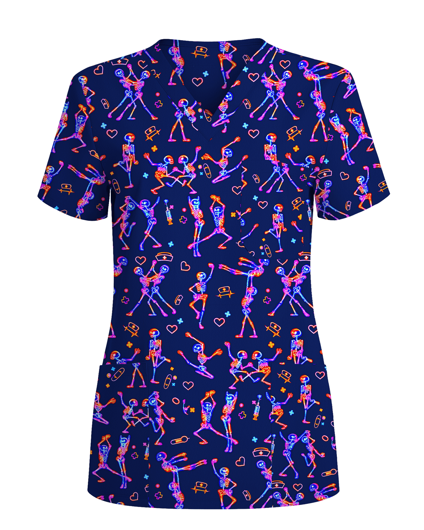 Cute Cat Butt Playful Feline Parade Women Scrub Top - Scrubloop