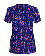 Cute Cat Butt Playful Feline Parade Women Scrub Top - Scrubloop
