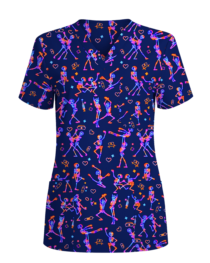 Cute Cat Butt Playful Feline Parade Women Scrub Top