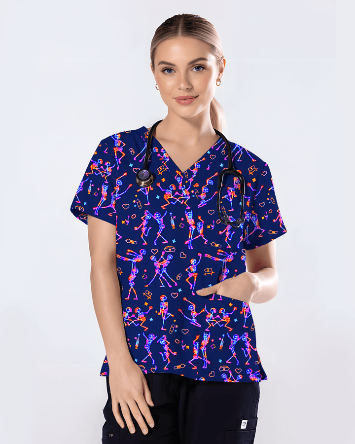 Cute Cat Butt Playful Feline Parade Women Scrub Top